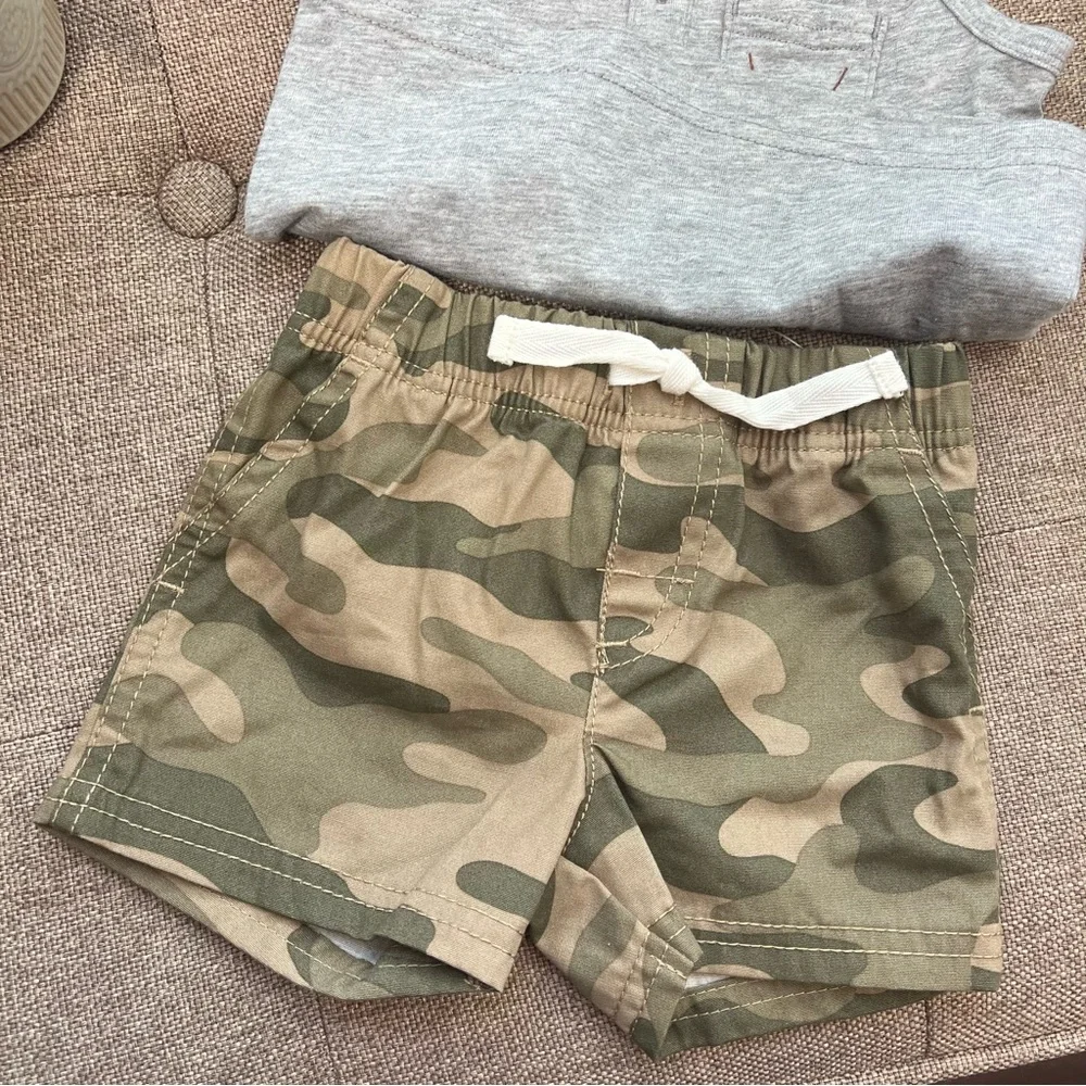 NWOT Carter's‎ Just One You Baby Boys' Camo Top & Bottom Set Olive Size 6 Month